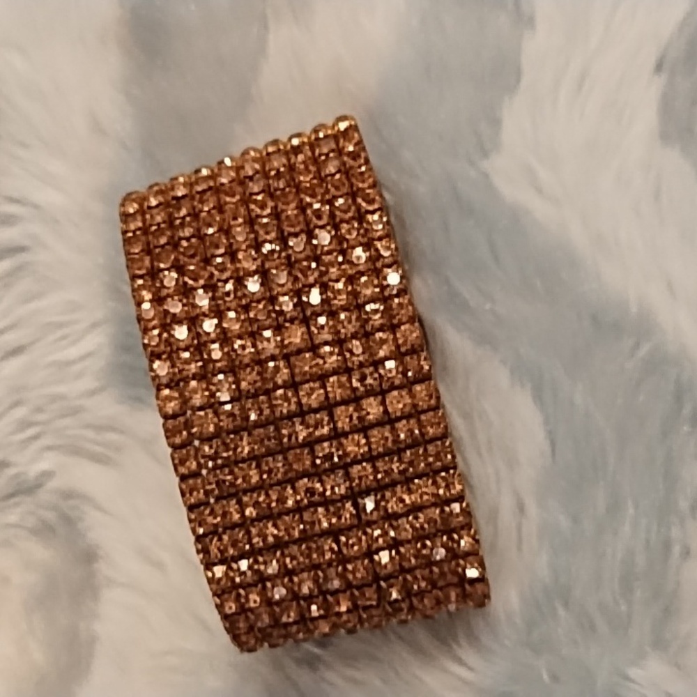 Vintage Gold Rhinestone Wide Bracelet